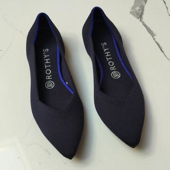 Rothy's Navy Flats with Blue Accent - Picture 1 of 5